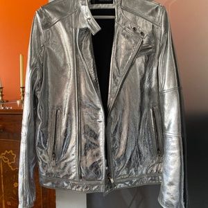 dsquared mens silver leather jacket